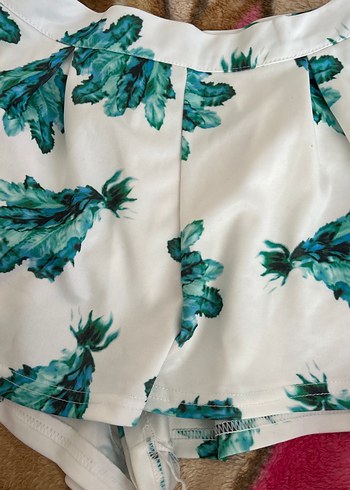 Beyaz Çiçekli Mini Bohem Kadın Tulum - Görsel 2