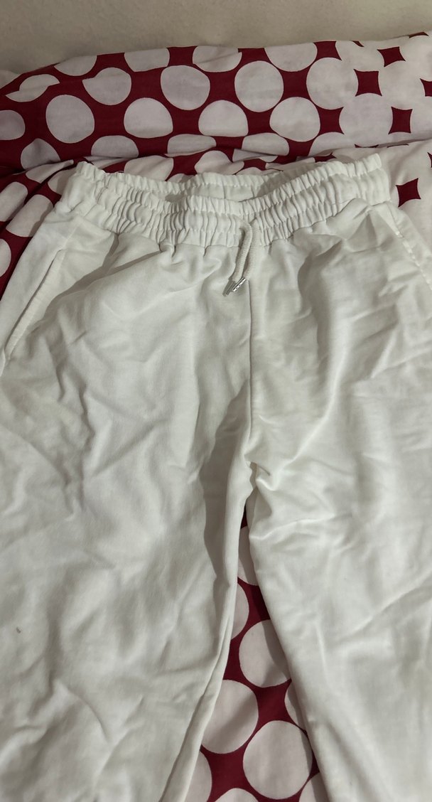 Düğmeli Beyaz Kadın Eşofman Altı - Görsel 2