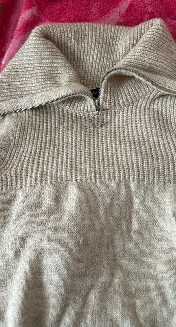 Bej Yarım Balıkçı Yaka Triko Kadın Kazak - Görsel 2