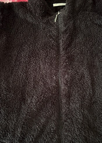 Siyah Kadın Peluş Yelek Yüksek Yaka - Görsel 2