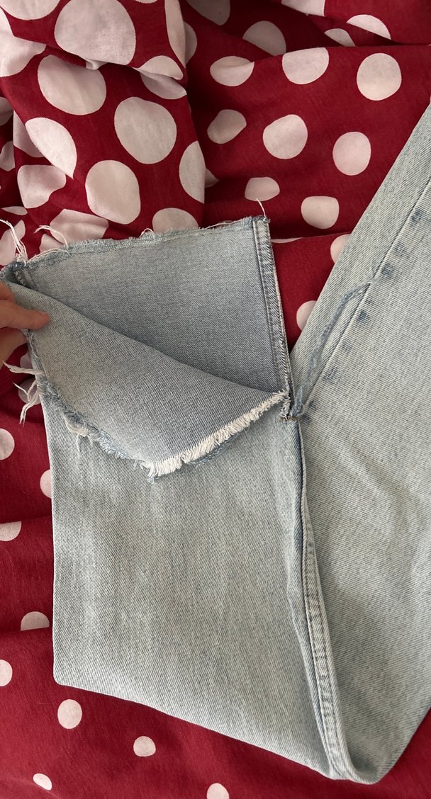 Gri Bağlama Desenli Düğmeli Midi Kot Pantolon - Görsel 2