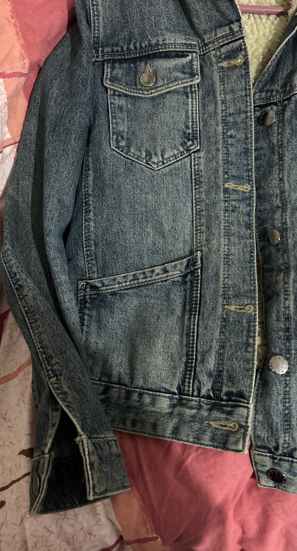 Düğmeli Mavi Kadın Kot Ceket - Görsel 3