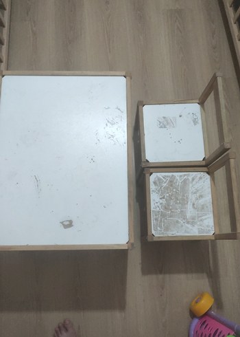 Beden camel Renk Beyaz ve Gri Çocuk Sandalyesi Seti