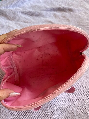 Beden pembe Renk Pembe Kurdeleli Makyaj Çantası