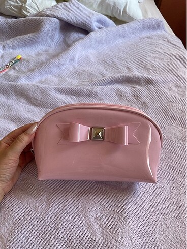 H&M Pembe Kurdeleli Makyaj Çantası