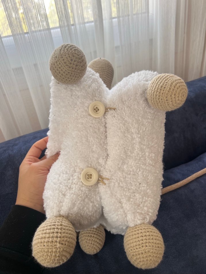 Beyaz ve Gri Peluş Koyun Oyuncak - Görsel 4
