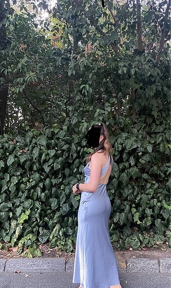 m Beden mavi Renk Zara Saten Elbise