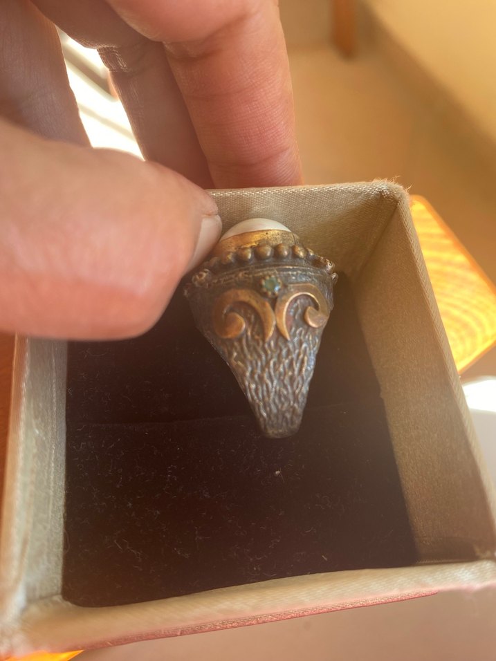 Bohem tarzı gümüş inci yüzük incisinde ufak bi nokta var - Görsel 4