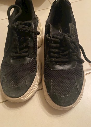 Siyah Bağcıklı Kadın Spor Ayakkabı - Görsel 2