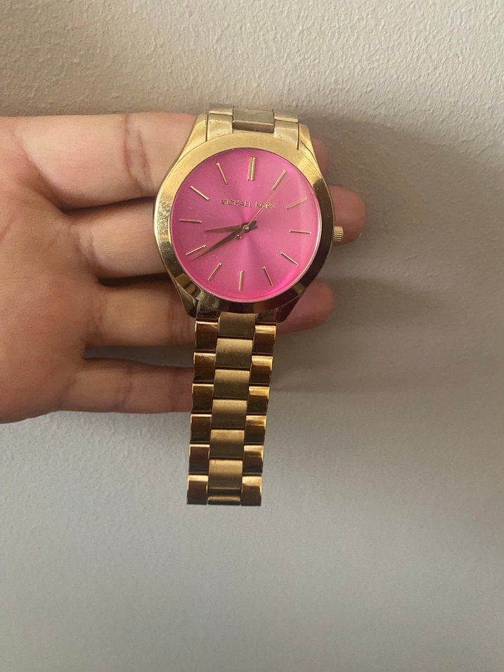 Parlak Pembe Kadranlı Kadın Saati - Görsel 2