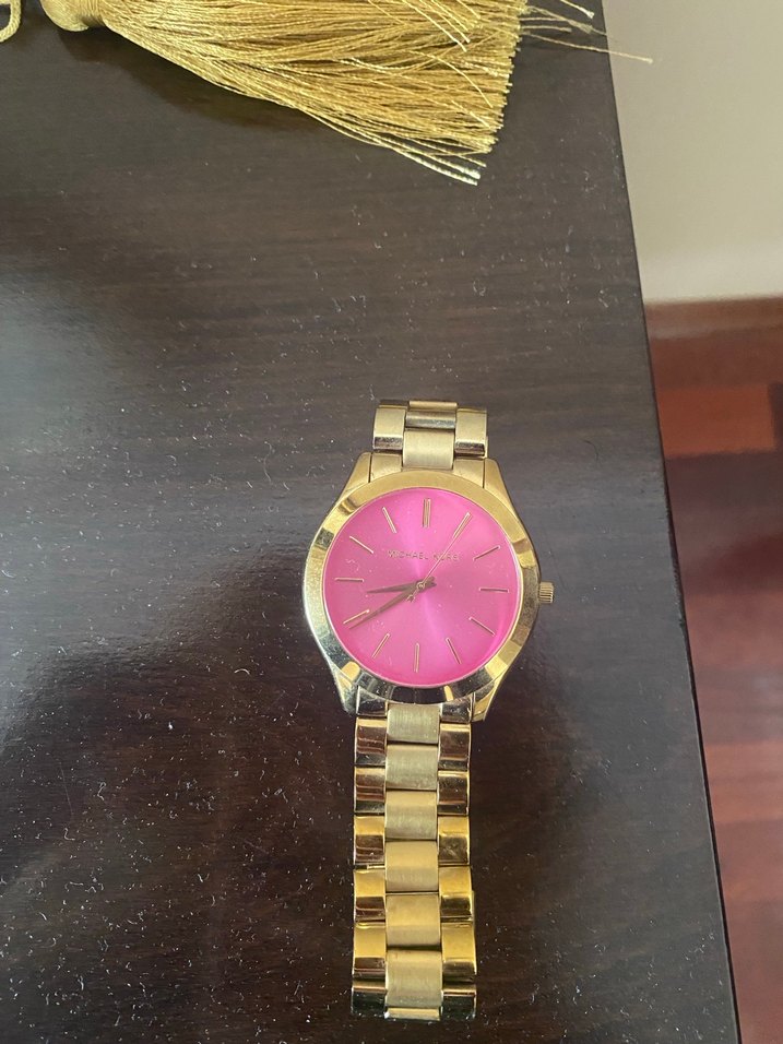 Parlak Pembe Kadranlı Kadın Saati - Görsel 3