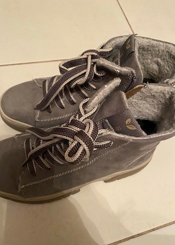 Gri Süet Kürklü Kadın Dolgu Topuk Bot love our planet markası - Görsel 5