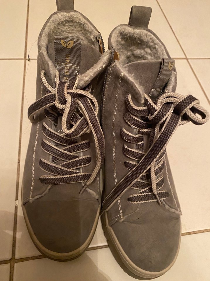 Gri Süet Kürklü Kadın Dolgu Topuk Bot love our planet markası - Görsel 2