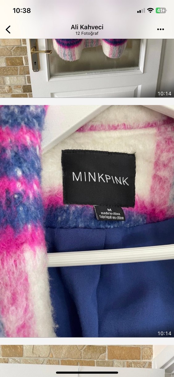 Kadın Çok Renkli Midi Yün Kaban Mink pink markası - Görsel 3