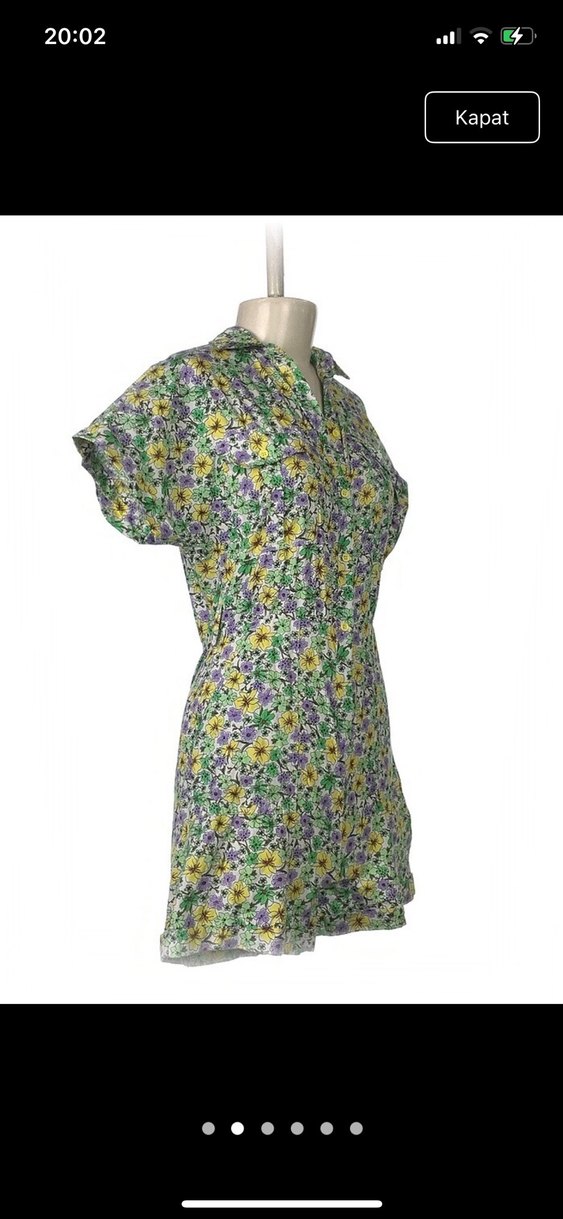 Çiçek Desenli Düğmeli Midi Elbise - Görsel 2