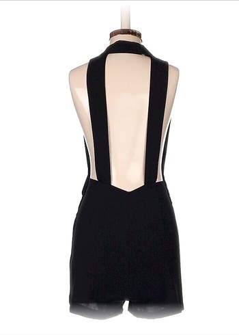 Düğmeli Siyah Midi Kadın tulum - Görsel 3