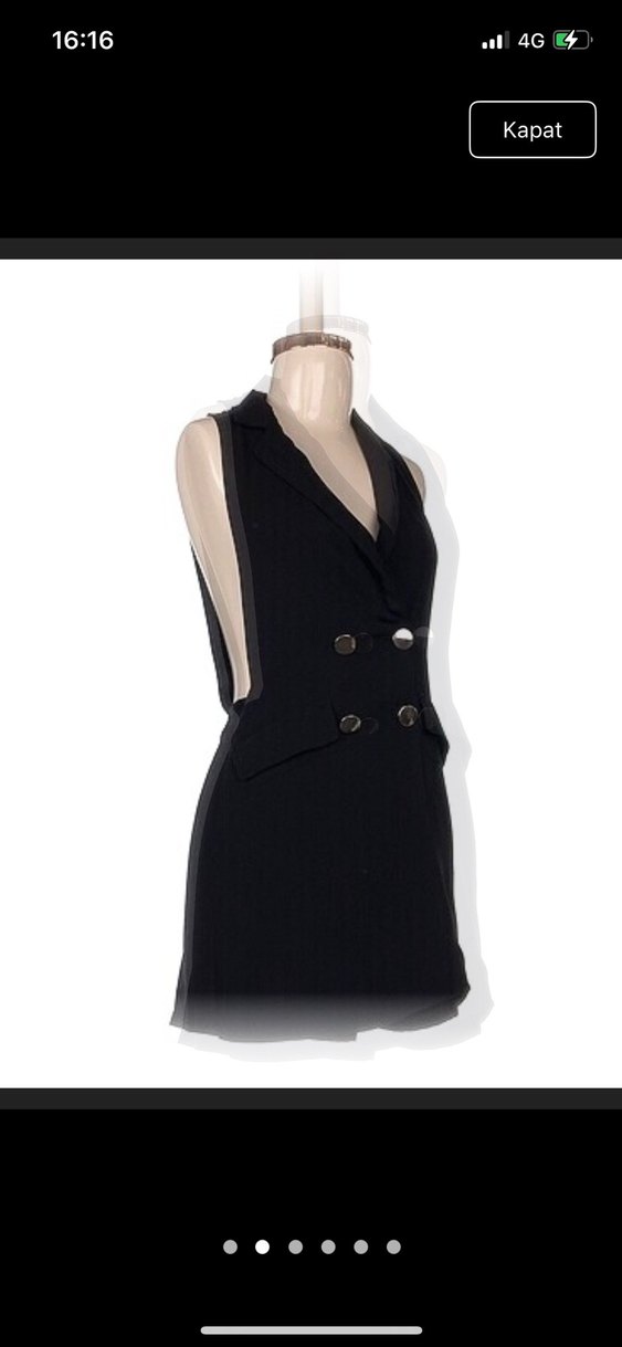 Düğmeli Siyah Midi Kadın tulum - Görsel 2