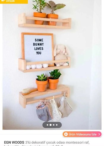 EGN WOODS 3'lü Montessori Çocuk Odası Rafı - Görsel 3