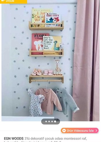 EGN WOODS 3'lü Montessori Çocuk Odası Rafı - Görsel 4