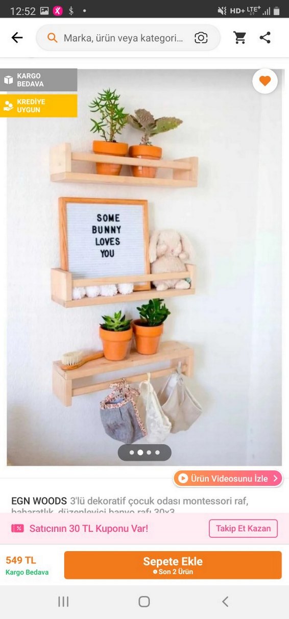 EGN WOODS 3'lü Montessori Çocuk Odası Rafı - Görsel 3