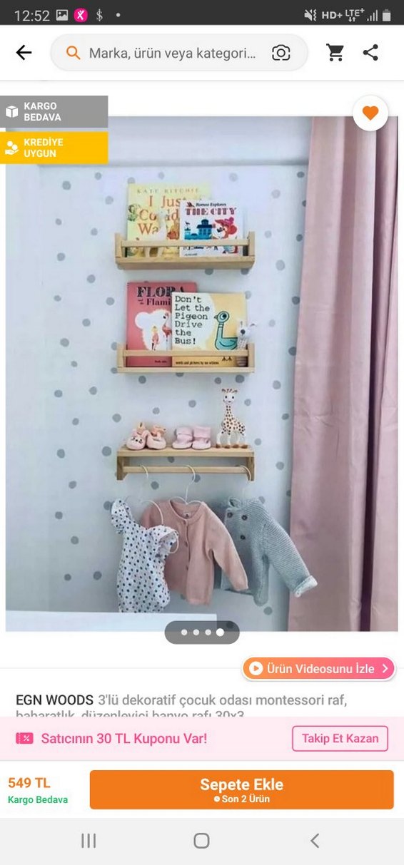 EGN WOODS 3'lü Montessori Çocuk Odası Rafı - Görsel 4