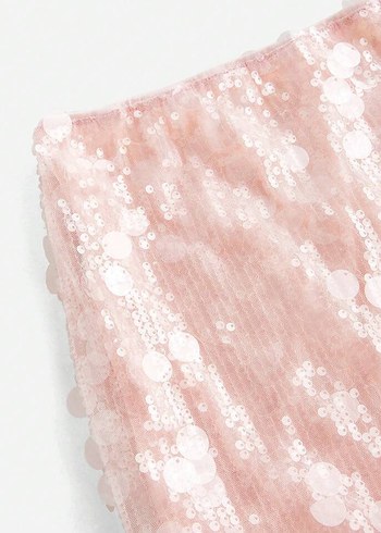 Zara Pembe Mini Payetli Kadın Etek