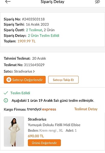 xl Beden STRADIVARIUS FİTİLLİ ELBİSE
