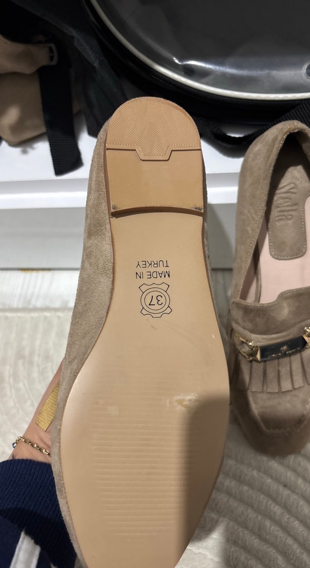 Bej Süet Tokalı Kadın Loafer - Görsel 2