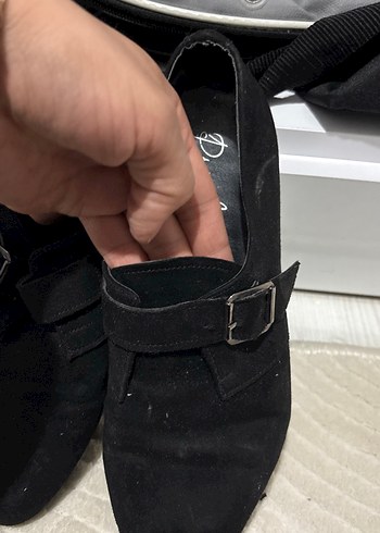 Siyah Süet Tokalı Kadın Oxford Ayakkabı - Görsel 3