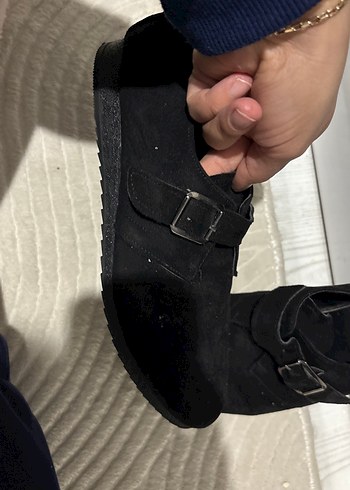 Siyah Süet Tokalı Kadın Oxford Ayakkabı - Görsel 2