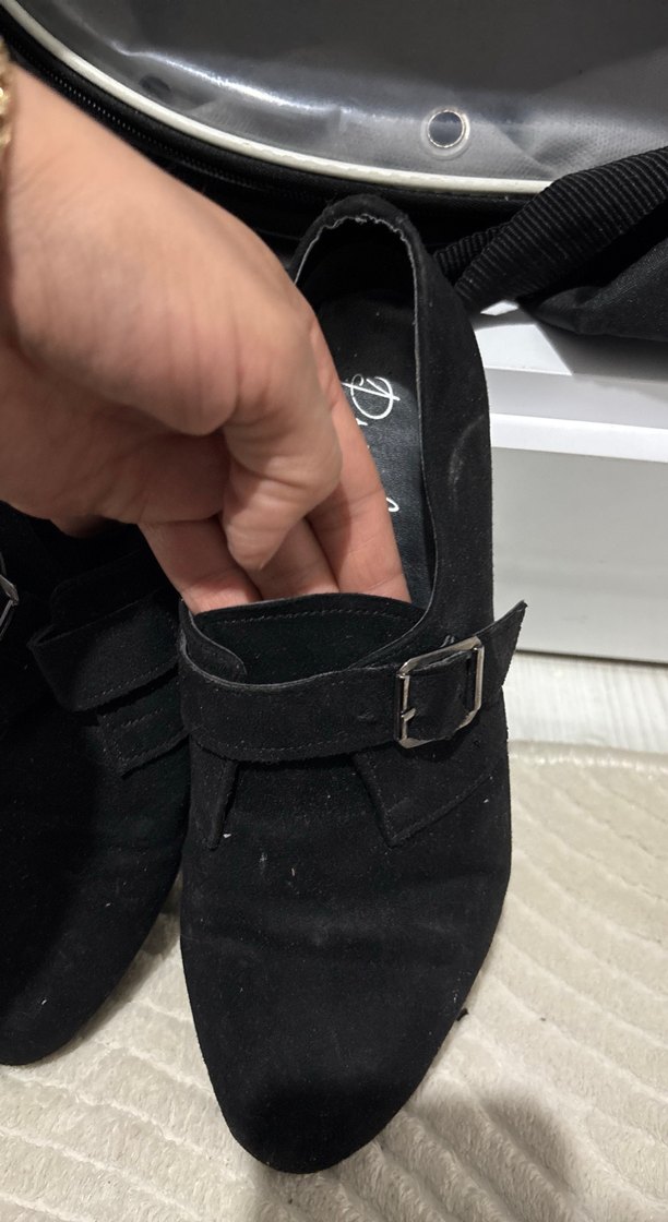 Siyah Süet Tokalı Kadın Oxford Ayakkabı - Görsel 3