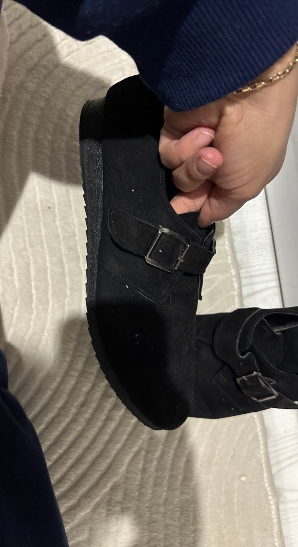 Siyah Süet Tokalı Kadın Oxford Ayakkabı - Görsel 2