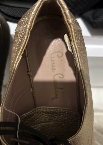 Altın Rengi Deri Klasik Topuklu Kadın Ayakkabı - Görsel 2