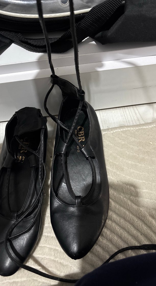 Siyah Deri Tokalı Goth Blok Topuklu Kadın Babet - Görsel 2