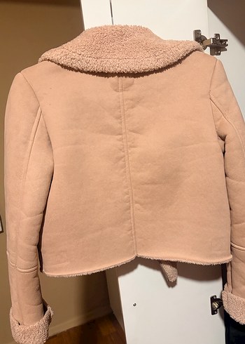 Kürklü Bej Süet Kısa Kadın Ceket - Görsel 2