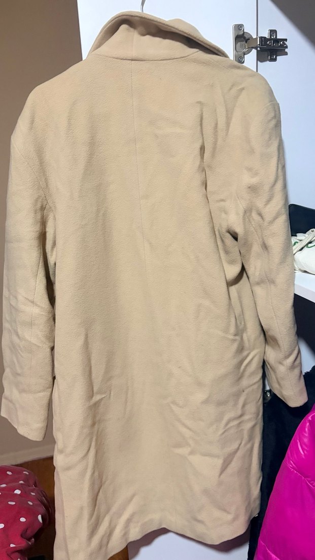 Bej Midi Süet Kadın Kaban - Görsel 2