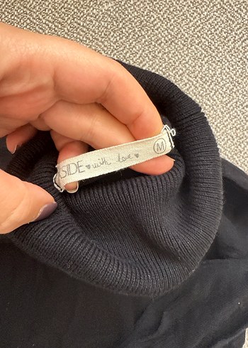 Düğmeli Siyah Balıkçı Yaka Kadın Kazak - Görsel 2