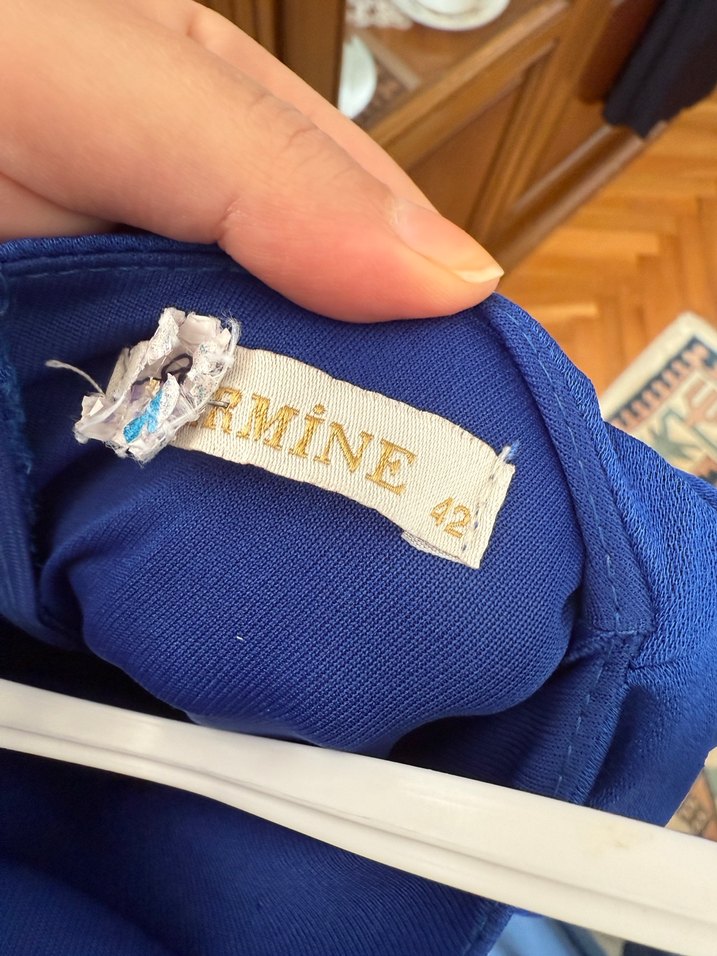 Mavi Uzun Kollu Drapeli Kadın Elbise - Görsel 3