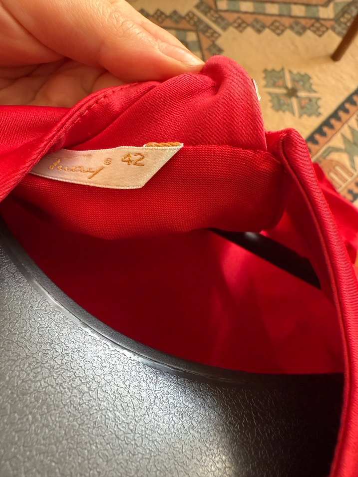 Klasik Kırmızı Uzun Kollu Elbise - Görsel 2