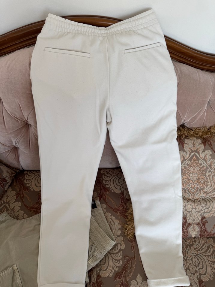 Beyaz Kadın Regular Fit Kumaş Pantolon - Görsel 5