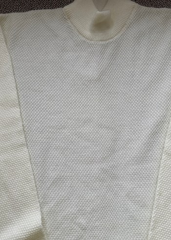 Erkek Beyaz Boğazlı Triko Kazak - Görsel 5