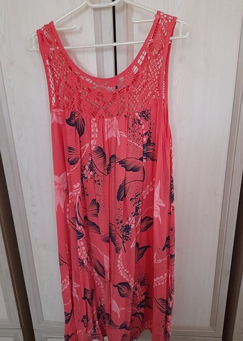 Pembe Desenli  bol kesim kadın  elbise - Görsel 2