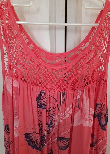 Pembe Desenli  bol kesim kadın  elbise - Görsel 3