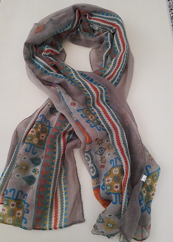 Kadın  kahverengi  desenli  şal - Görsel 2