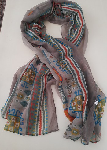 Kadın  kahverengi  desenli  şal - Görsel 3