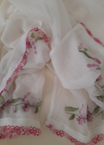 Pamuk Beyaz Bohem Kadın Fular - Görsel 3