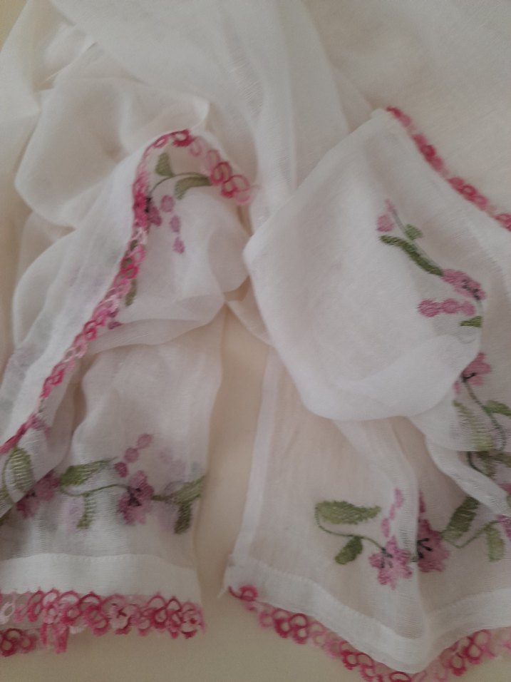 Pamuk Beyaz Bohem Kadın Fular - Görsel 3