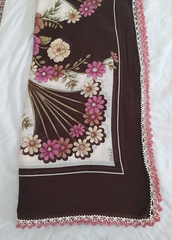 Dantel Detaylı Kahverengi Kadın Fular - Görsel 3