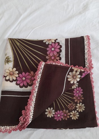 Dantel Detaylı Kahverengi Kadın Fular - Görsel 2