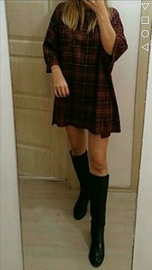 zara elbise ekoseli 